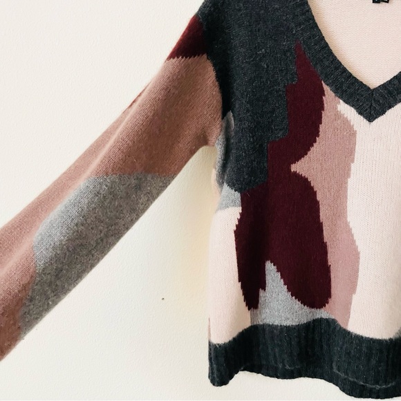 Skull Cashmere SMALL 100% cashmere Vneck camo combo knit sweater - Picture 2 of 5